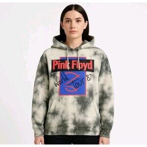 Pink Floyd Hoodie Unisex Sz. L Gray Tie-Dye Band Merch Classic Retro 80's Rock